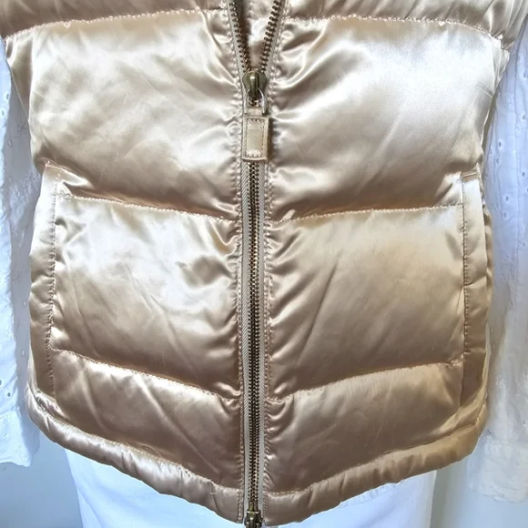 Women’s Talbots Duck Down Feather Vest Gold In Color Zip Up ,Pockets, Medium - Picture 9 of 13